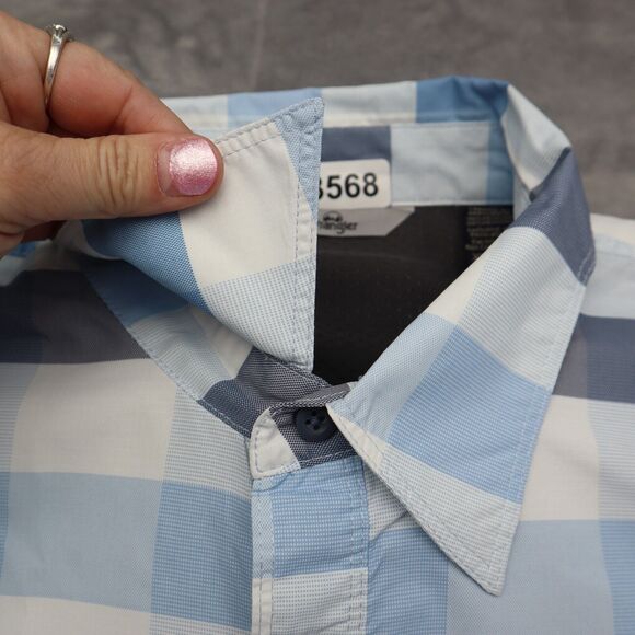Wrangler Shirt Mens XL Extra Blue White Hike Camp Fish Outdoor Work Button Up - Picture 7 of 15